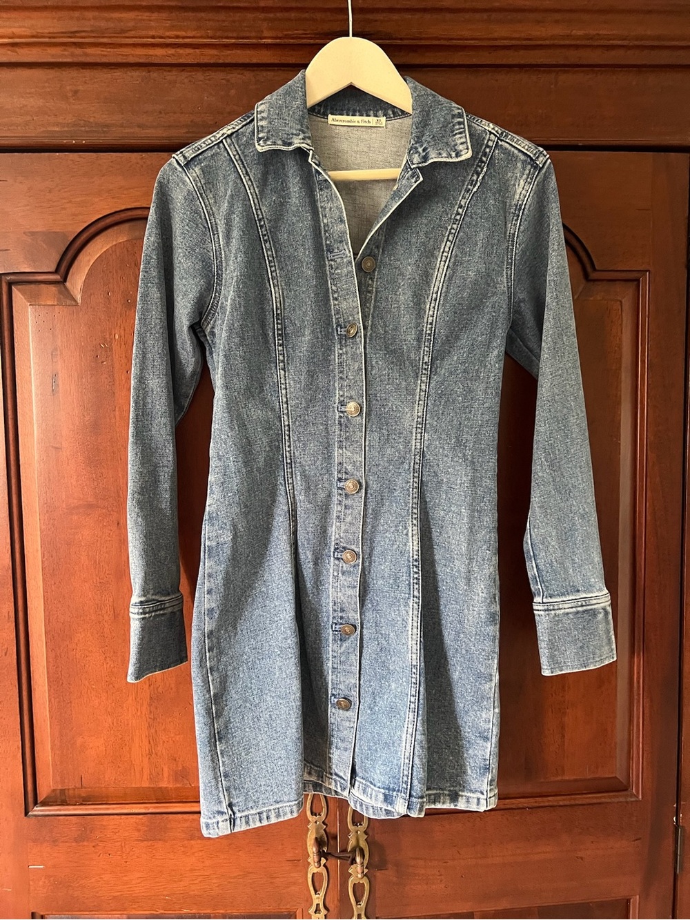 Abercrombie Denim Dress with Button-Front and Long Sleeves